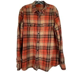 Orton Brothers Clothing Co. Orange Brown Plaid Flannel Button Up Men's *no tags